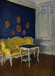 Blue Salon in Castle Weikersheim, Wurttemberg, Rococo Decoration, About 1740